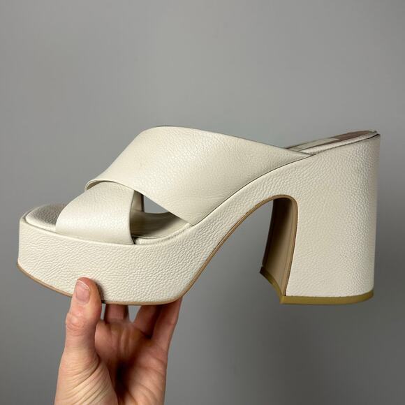 Dolce Vita Cream Chunky Platform Leather Wonder Heels Women's 8.5 - Picture 11 of 14